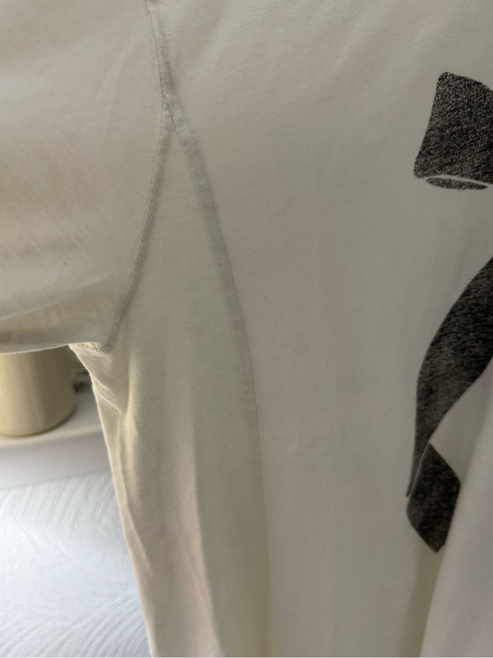 aerie Cream Ribbed-Neck Tee with Subtle Logo - Picture 9 of 16